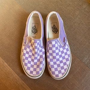 Lilac Checkered Slip on Vans